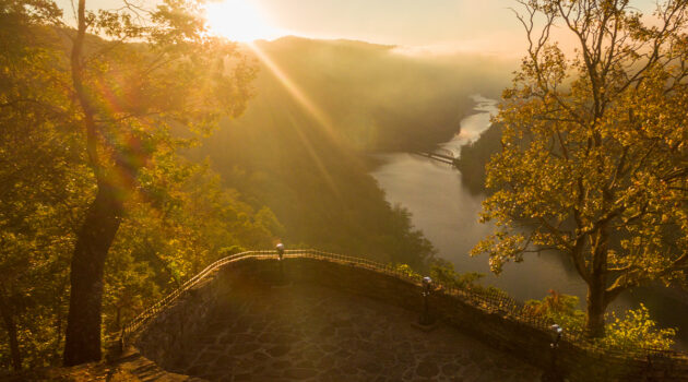 Scenic overlook of Hawks Nest State Park.