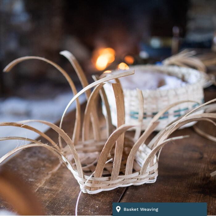 A basket in process of being woven.
