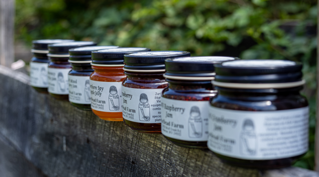 Multiple jars of preserves from Jarhead Kitchen.