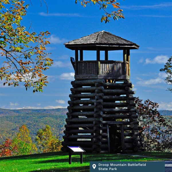 A lookout tower at Droop Mountain Battlefield State Park.