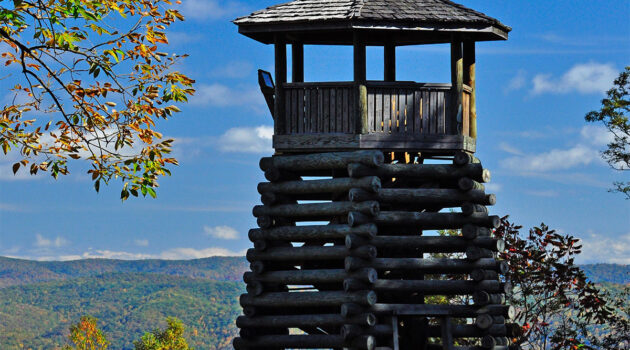 A lookout tower at Droop Mountain Battlefield State Park.