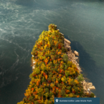 An aerial view of Summersville Lake State Park