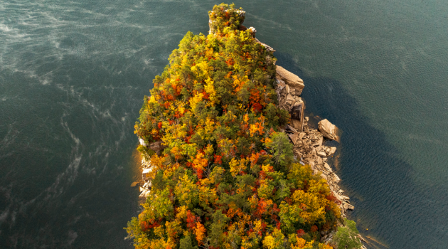 An aerial view of Summersville Lake State Park