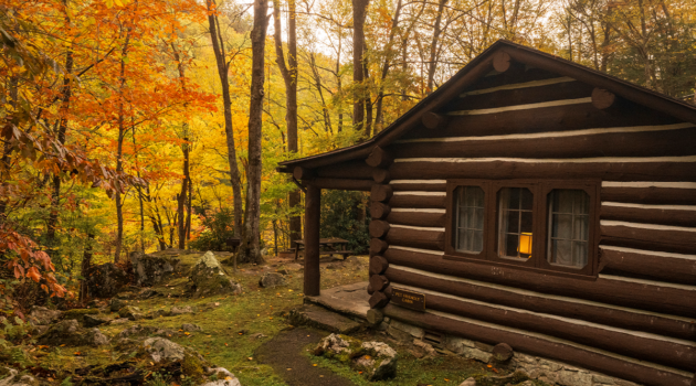 A cabin at Babcock State Park
